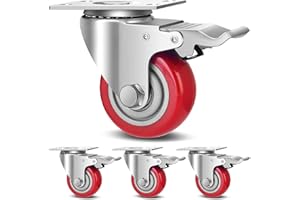 TABKEER 3 Inch Industrial Heavy Duty Swivel Caster Wheels with Brake,Set of 4 Safety Locking Casters,Load 1600lbs,Premium Polyurethane Wheels for Table,Trailer,Saw Table,Stage Toolbox,Bed,Corn Board