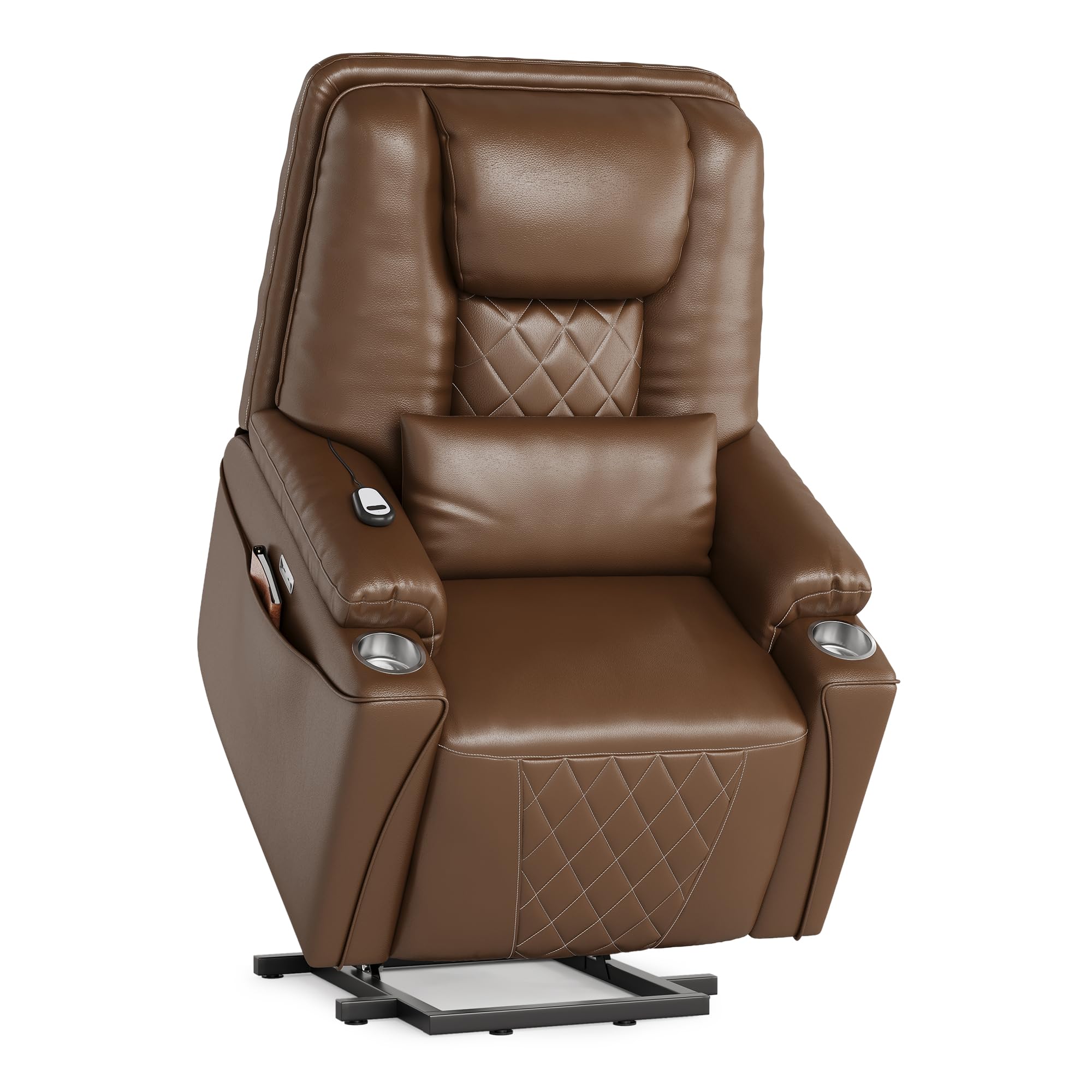 Photo 1 of ***MISSING ARM REST***TPower Lift Recliner Chair, Sofa with Stand Assist for Seniors, 3-Position Adjustable Recline, USB Charging Ports, Side Storage Pockets, 2 Cup Holders, and Remote Control, Living Room, Brown