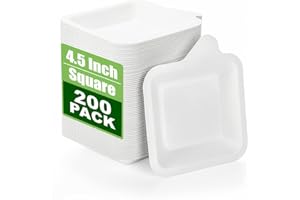 Elsjoy 200 Pack 4.5 Inch Small Paper Plate, Bulk Disposable Paper Cake Plate Square Mini Dessert & Appetizer Plate, Party Sna