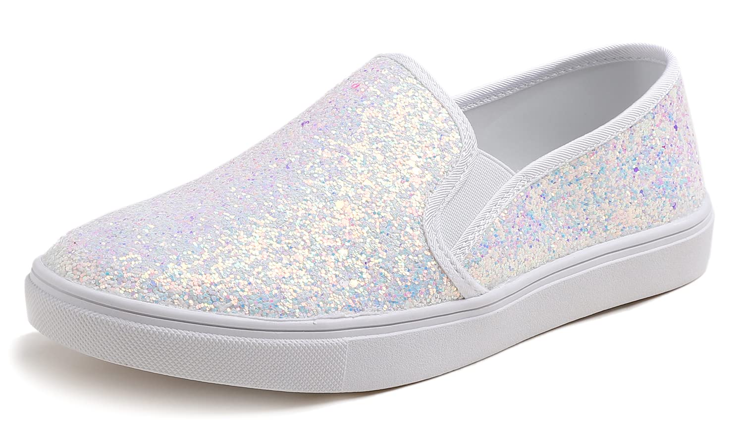 Photo 1 of FEVERSOLE Women's Fashion Slip-On Sneaker Casual Flat Loafers White Size 9.5 M US