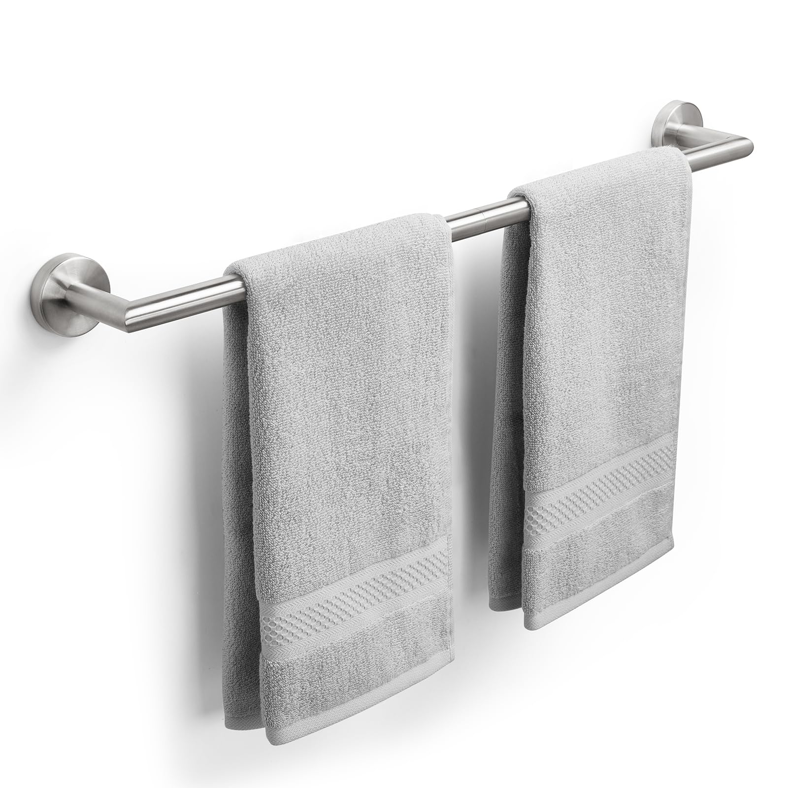 Photo 1 of Bathroom Towel Bar 24 Inch Towel Rack Wall Mount Bath Towel Holder Modern Towel Rod Silver Bath Towel Hanger Stainless Steel Brushed Finished Bathroom Accessories Towel Rail Single Bar Brushed Nickel