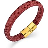 Raymard Mens Multi-Layer Leather Bracelet, Classic Bracelet for Men with Stainless Clasp