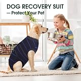 Kuoser Dog Recovery Suit Shirt After-Surgery Blue Stripe XS view 8