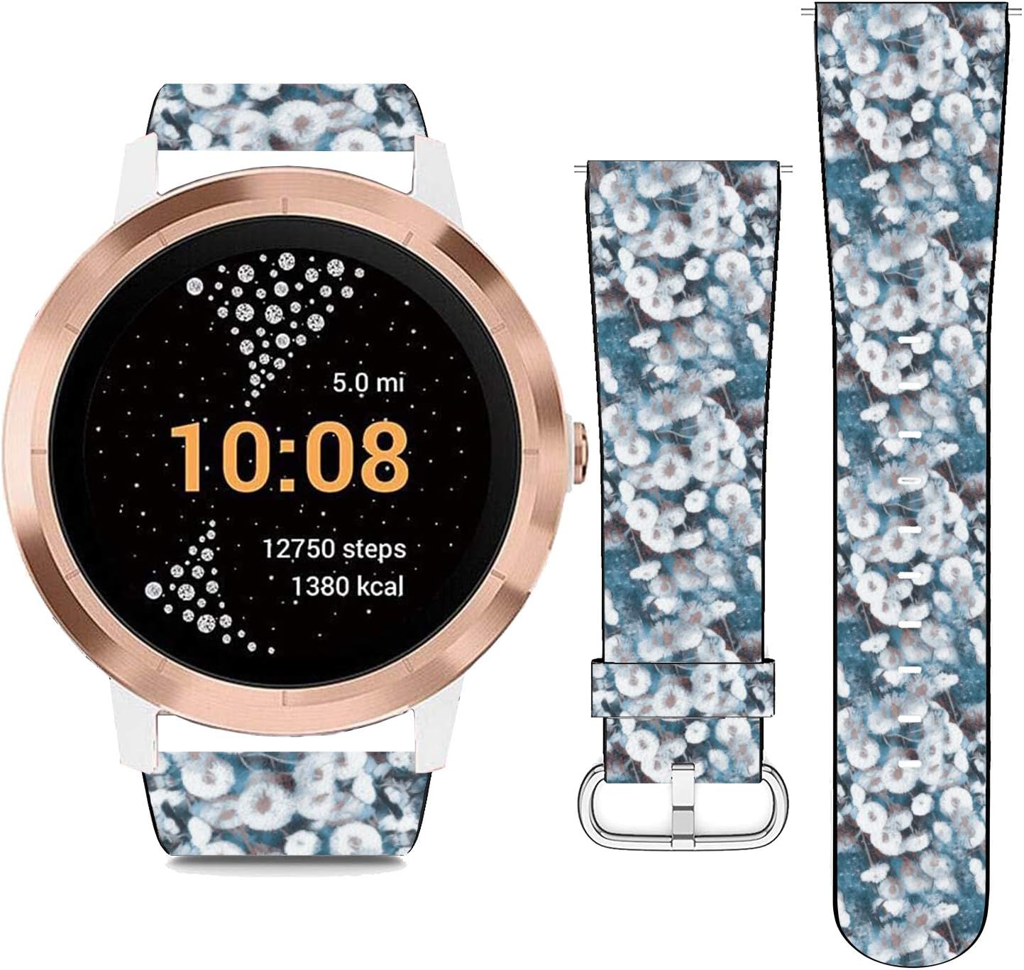 Replacement Leather Strap Printing Wristbands Compatible with Garmin Vivoactive 3 / Vivoactive 3 Music/Vivomove - Angry Great White Shark Attacking