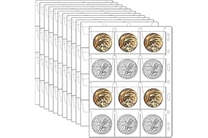ANKHOH Coin Collection Book Holder for Collectors, 200 Pockets Coins Collecting Album & 30 Sleeves Paper Money Display Storage Case for Coin Currency Collection Supplies (12 pockets)