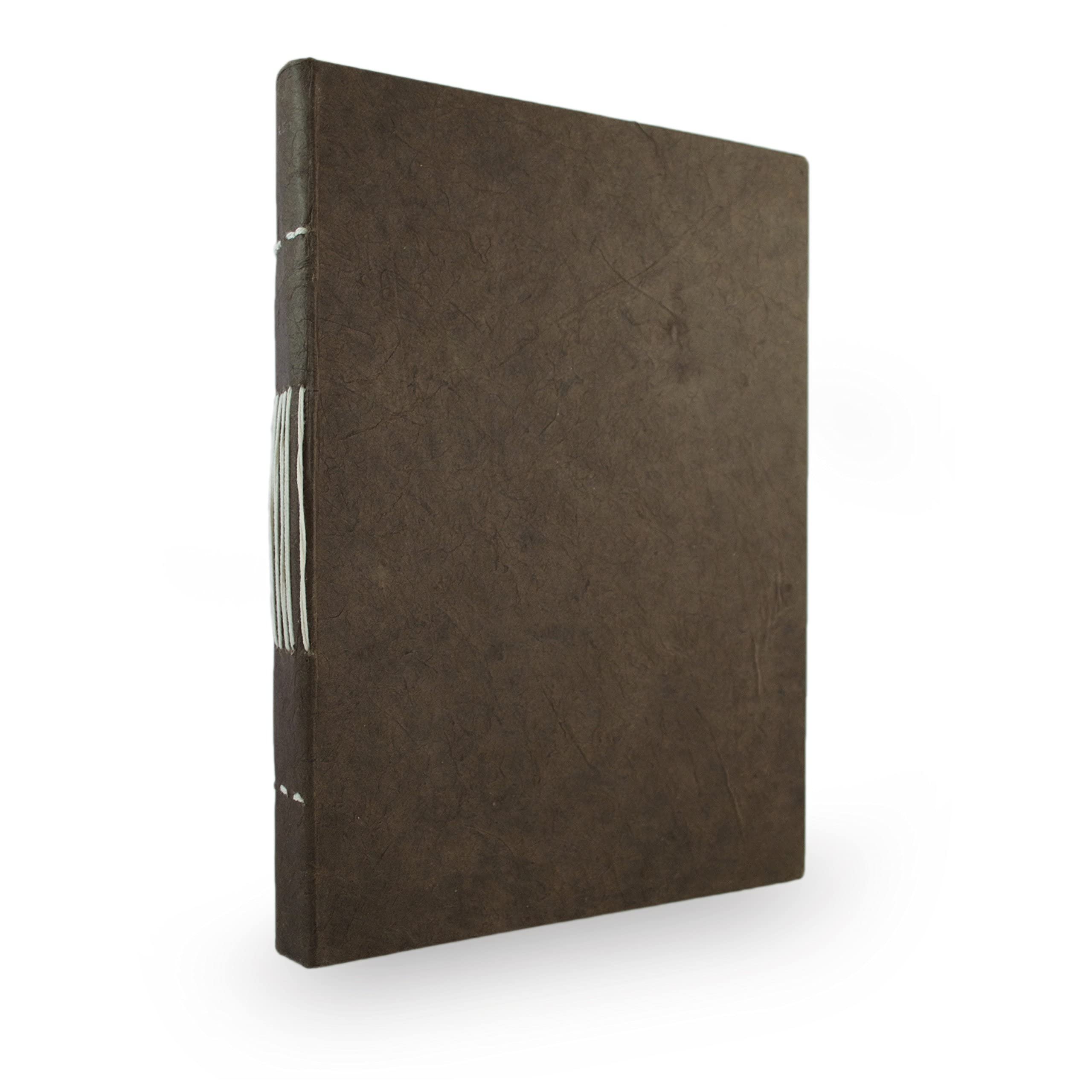 Nepali Keeper Journal with Handmade Lokta Paper. Made in Nepal. (6x9 Inches, Dark Walnut)