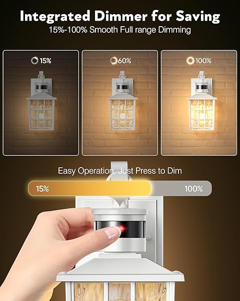 VIANIS WHITE MOTION SENSOR EXTERIOR WALL LANTERN, 2 PACK DUSK TO DAWN OUTDOOR LIGHT FIXTURE WALL MOUNT, ANTI-RUST MODERN OUTDOOR WALL SCONCE LIGHTING FOR HOUSE FRONT PORCH GARAGE WITH TEMPERED GLASS