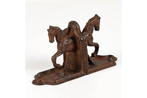 Jemeni 2 Pack Farmhouse Galloping Horse Bookends, Rusty Finish