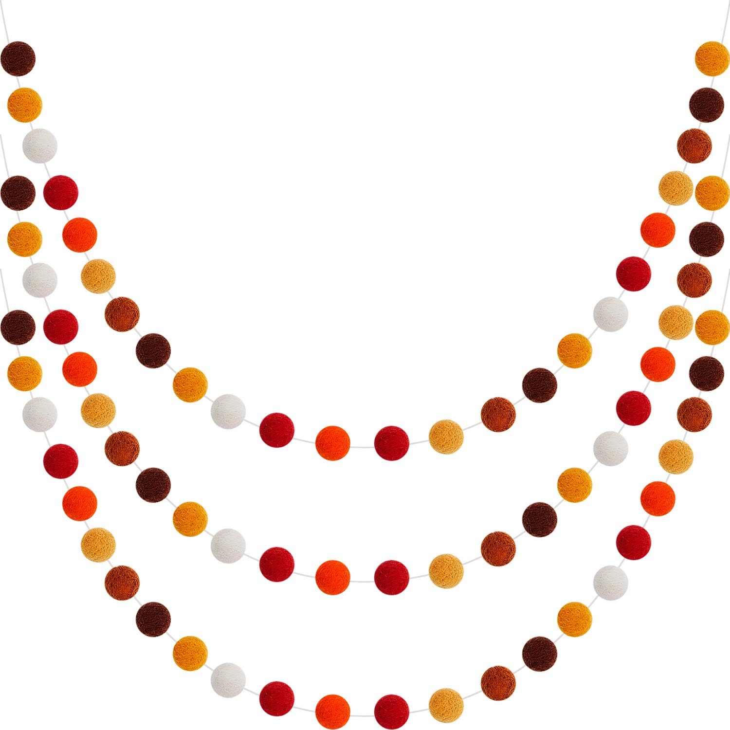 Wreaths, Garlands & Swags - WILLBOND Wool Felt Ball Garland Colorful Pom Pom Garland 6.5 Feet Long 24 Ball Garland for Mardi Gras Easter Halloween Thanksgiving Christmas Wall (3 Pieces, Assorted Colors)