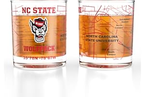Greenline Goods – North Carolina State University Wolfpack College Whiskey Glasses (Set of 2), 10 oz – Full-Color Logo + Campus Map