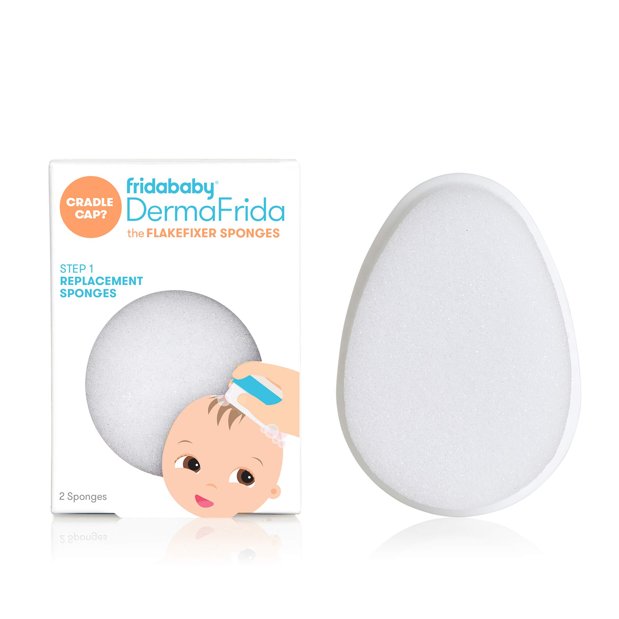 Photo 1 of Frida Baby Replacement Sponges for The 3-Step Cradle Cap System by Dermafrida The Flakefixer 2 Pack of Soft Sponges Work with The Flakefixer System(Sold Separately)