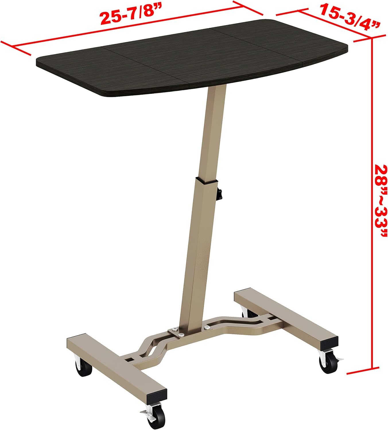 SHW Height Adjustable Mobile Laptop Stand Desk Rolling Cart, Height Adjustable from 28'' to 33'' : Office Products