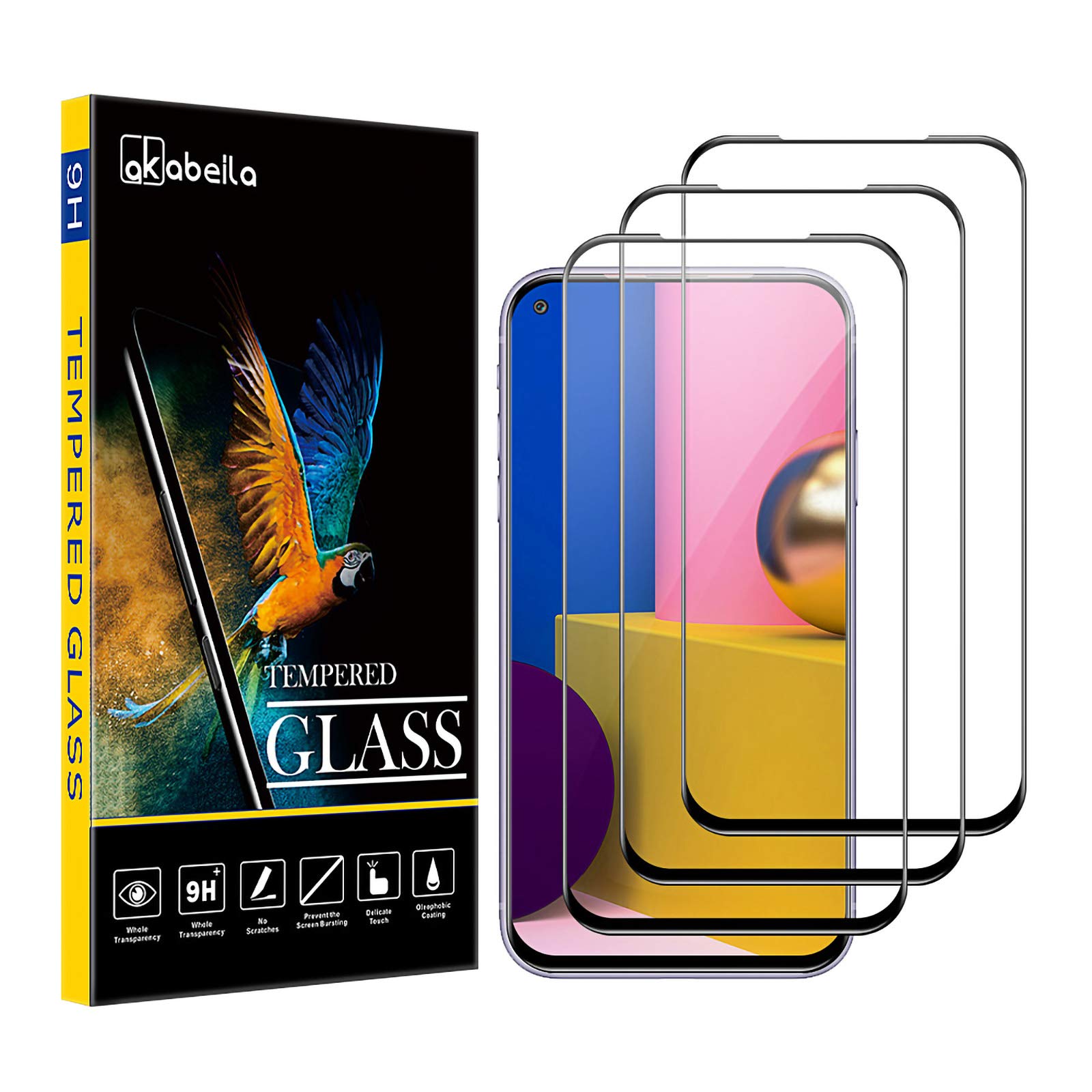 AKABEILA [3 Pack Screen Protector for Samsung Galaxy A21S Premium HD Tempered Glass Protective Film 9H Hardness Case Friendly Easy Installation Anti Scratch Bubble Free