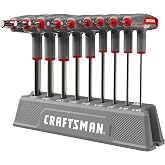 CRAFTSMAN OVERDRIVE SAE T Handle Allen Wrench Set, 9 PC (CMHT26032) | T-handle hex key set, Includes 9 PCs from 5/64 In to 3/8 In, Corrosion resistant, Tight Torque, Organizer stand