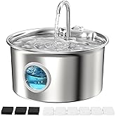 Stainless Steel Cat Water Fountain: Cat Fountain with 6 Filters + 3 Sponges | 88oz/2.6L Pet Water Fountain for Cats Inside - Silent Cats Water Bowl Dispenser - ATMZIQXR Kitty Drinking Fountains