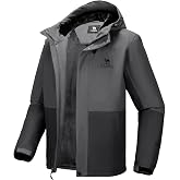 CAMEL CROWN Men's Mountain Snow Waterproof Ski Jacket Detachable Hood Windproof Fleece Parka Rain Jacket Winter Coat
