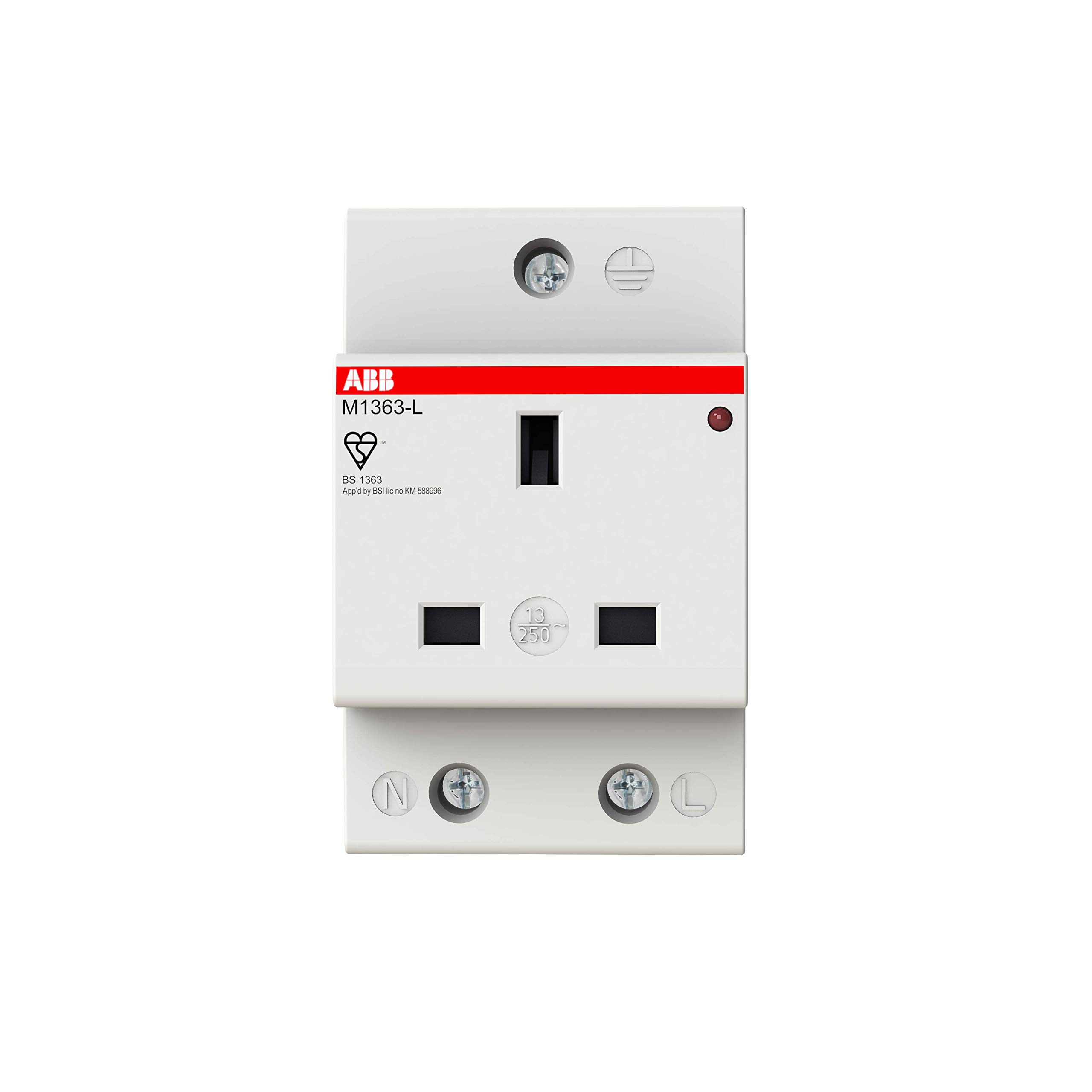 ABB M1363-L Socket Outlet for Distribution Board, British Standard, Grey, 250V (ABB2CSM258163R0721)