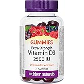 Webber Naturals Vitamin D3 2500 IU, 75 Gummies, For Healthy Bones, Teeth, and the Maintenance of Good Health