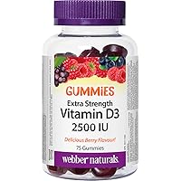 Webber Naturals Vitamin D3 2500 IU, 75 Gummies, For Healthy Bones, Teeth, and the Maintenance of Good Health