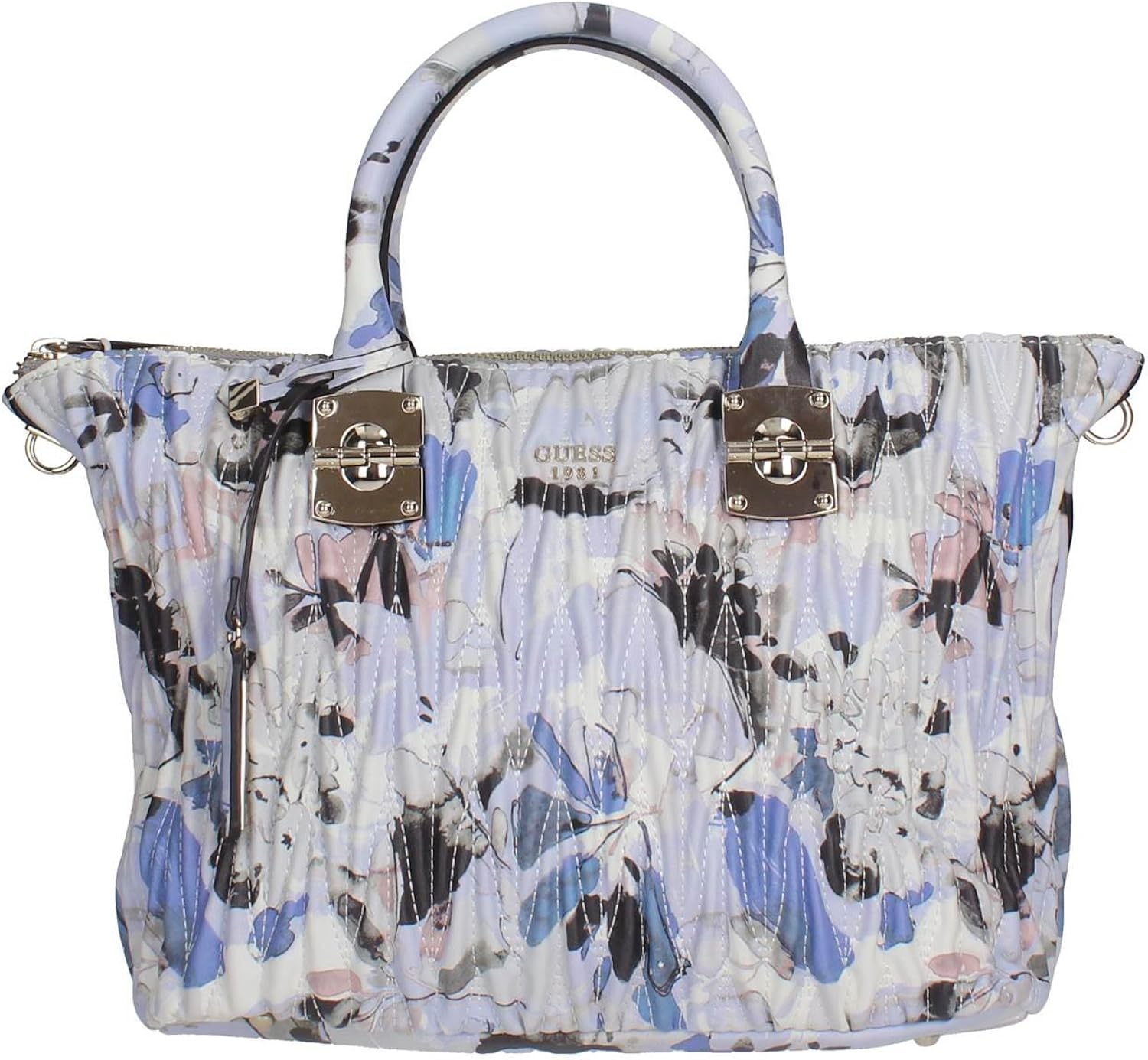 guess blue floral handbag
