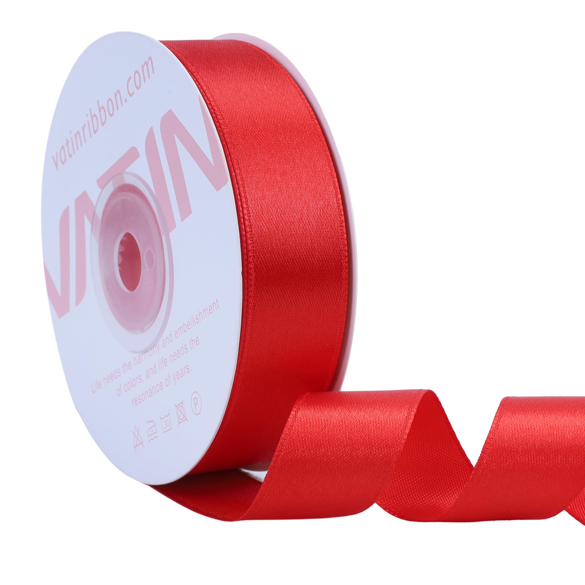 VATIN Red Satin Ribbon Polyester 20mm X 23m(25 Yards) Craft Fabric Ribbon Perfect for Gift Wrapping,Hair Bow,Party Balloon Trimming, Cake Decoration Sewing and Other Craft Projects