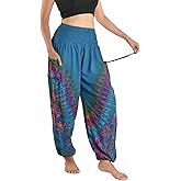 Orient Trail Women's Hippie Bohemian Palazzo Yoga Scrunched Bottom Tie Dye Harem Pants