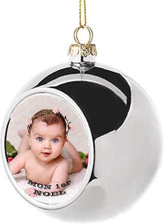 Boule De Noël Mon Premier Noël Photo Personnalisable Argent 6