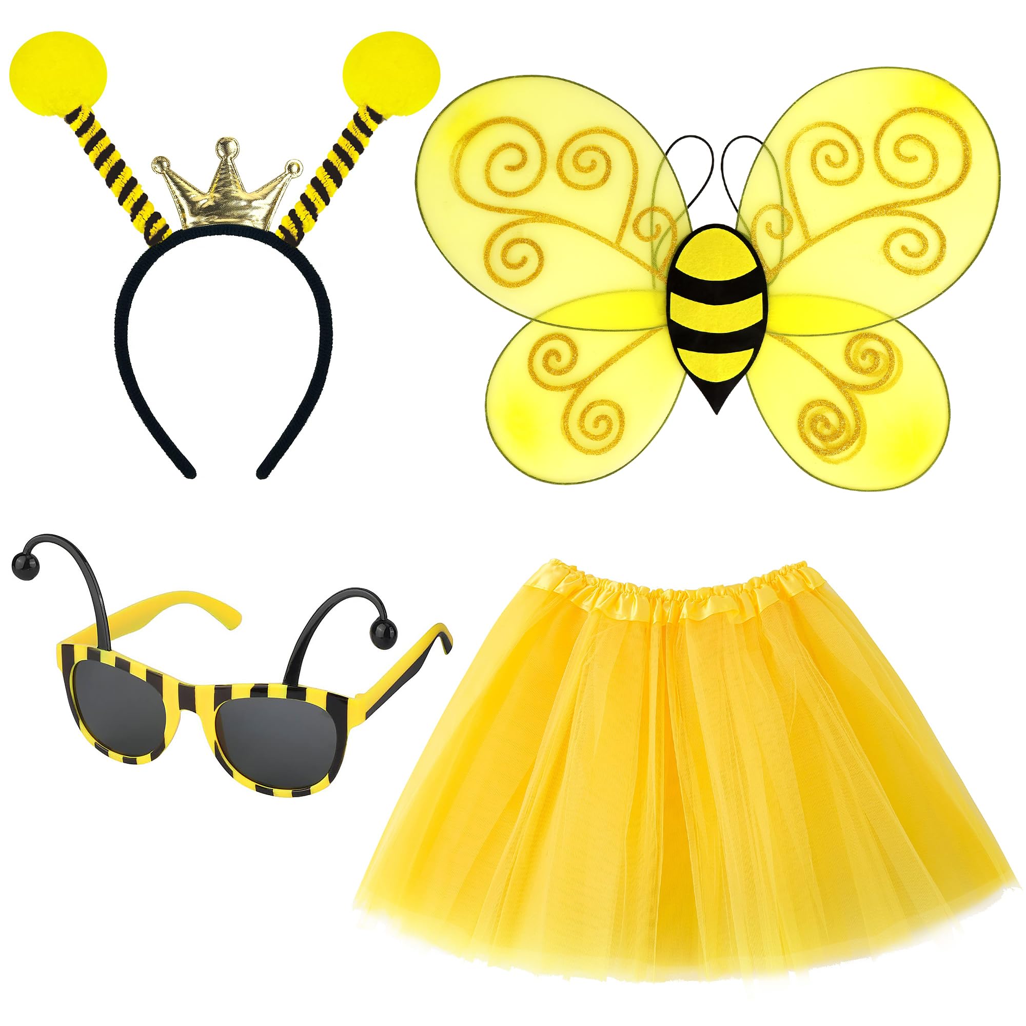Vifcotlyp Bee costume, Bumble Bee Costume with Bees Wings Antenna Headband Sunglasses Yellow Tutu for Women Men Halloween World Book Day Dress Party