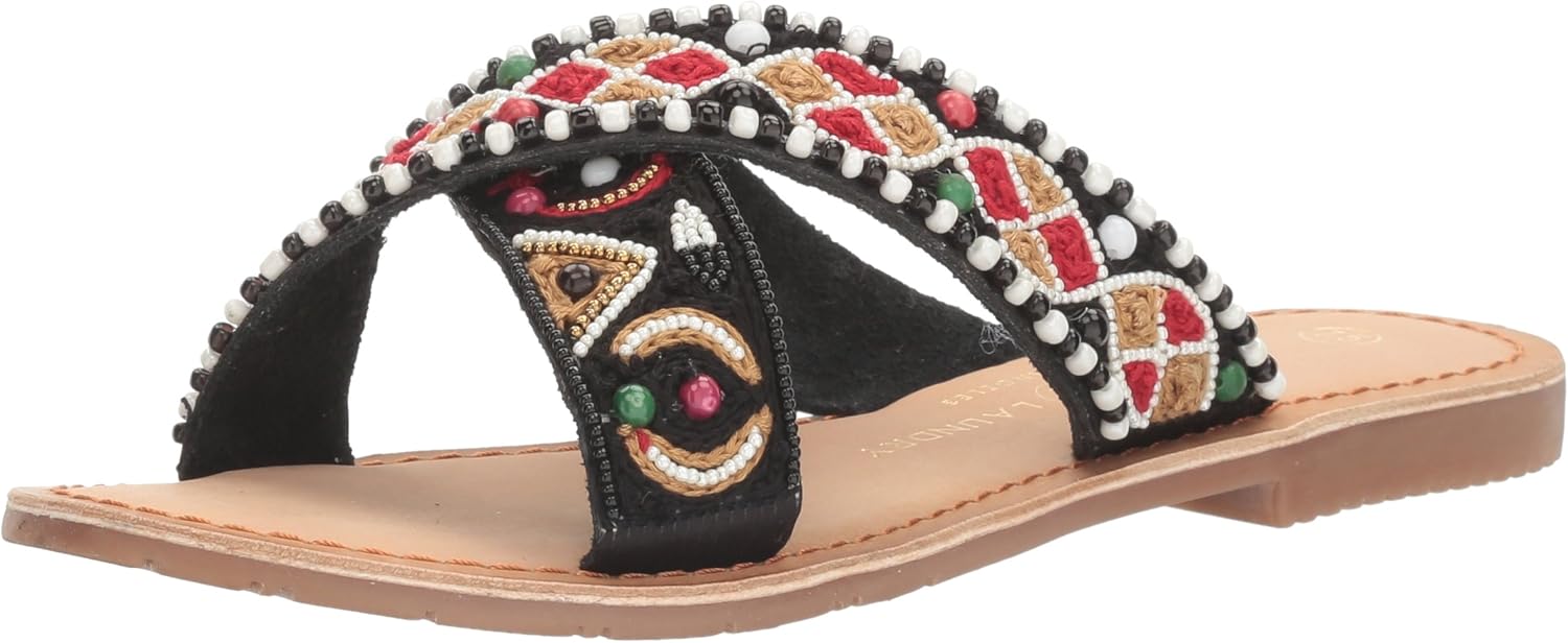 beaded market slide sandal