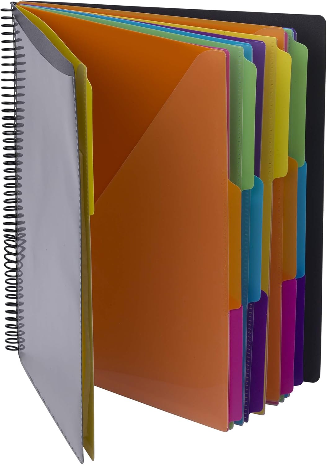 Smead 24 Pocket Poly Project Organizer, Letter Size, 1/3-Cut tab, Gray with Bright Colors (89206) : Office Products