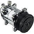 ACTECmax Universal A/C Compressor with PV8 Clutch Sanden 508 5H14 R134A Serpentine Belt Chromed