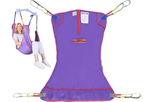 EZ Assistive Full Body Patient Lift Sling for Bed, Shower, Chair Transfer- Ideal for Elderly, Senior, Disabled, Quick-Drying Mesh Fabric, Supports Up to 500lbs (Purple, Medium)