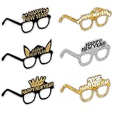 SWYOUN 12PCS 2026 Glitter Card Glasses Happy New Year's Eve Glasses Party Photo Props