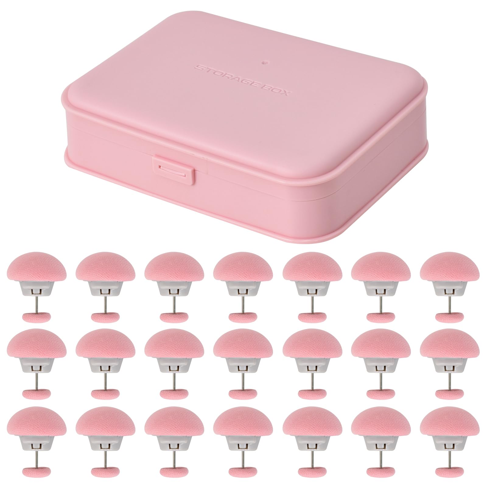 掛け布団カバー クリップ 布団 固定ピン 掛け布団 固定 きのこ型 シーツクリップ 布団 クリップ ズレ防止 16個セット 収納ボックス付き カーテン 固定 クリップ 靴下 衣類 固定 (ピンク)