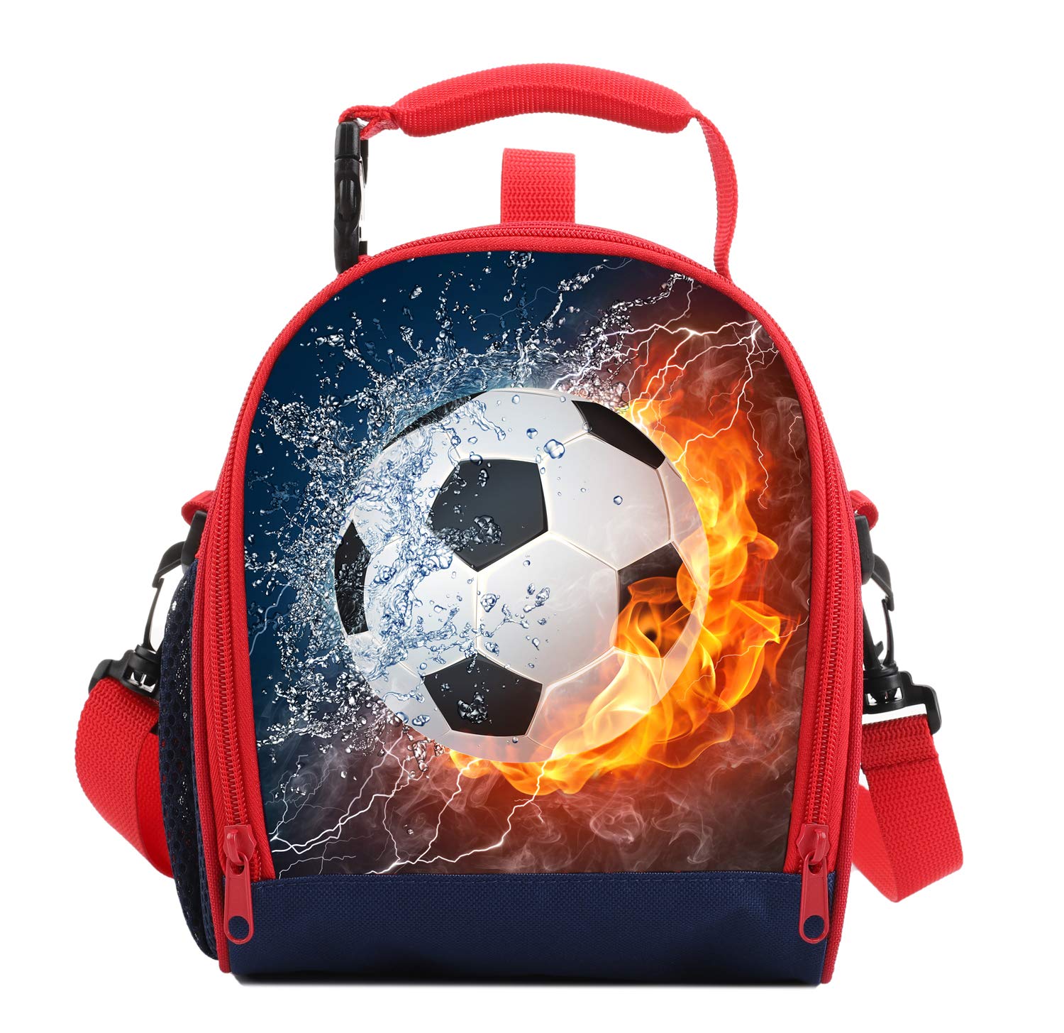 7-Mi 3D Ice fire Football Insulated Reusable Lunch Bags Boys Lunch Box for Girls Lunch Tote Cooler Bags Lunch Snack Bag for Kid Thermal Bags