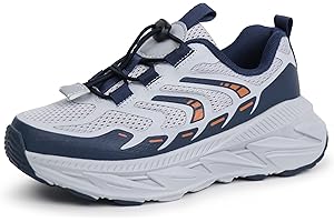 Tobfis Kids Boys Girls Arch Support Bungee Trail Running Tennis Hiking Athletic Shoes Lightweight Breathable Walking Sneakers(Toddler/Little Kid/Big Kid)