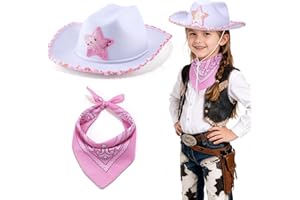 BABELSHAR Toddler Cowboy Hat & Bandana, Felt Cowboy Hats for 3-8, Western Cowgirl Halloween Costume for Kids, Boy and Girl
