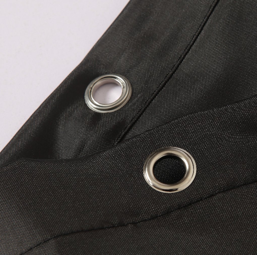 Waterproof Shower Curtain, Mildew-Free Bathroom Curtain with Plastic 12 Hooks, Polyester Fabric, Width 180 x Length 200 cm (Black)