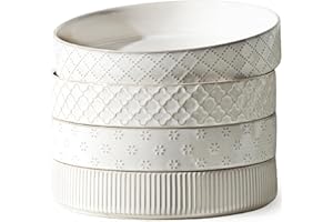 getstar 7.5" Ceramic Pasta Bowls Set of 4, Deep Stoneware Pasta Plates Salad Shallow Bowls Plates for Serving Soup Dinner, Mi