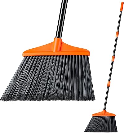 Lifewit Broom 53in Extendable Stainless Pole Indoor Outdoor 13in Head Orange