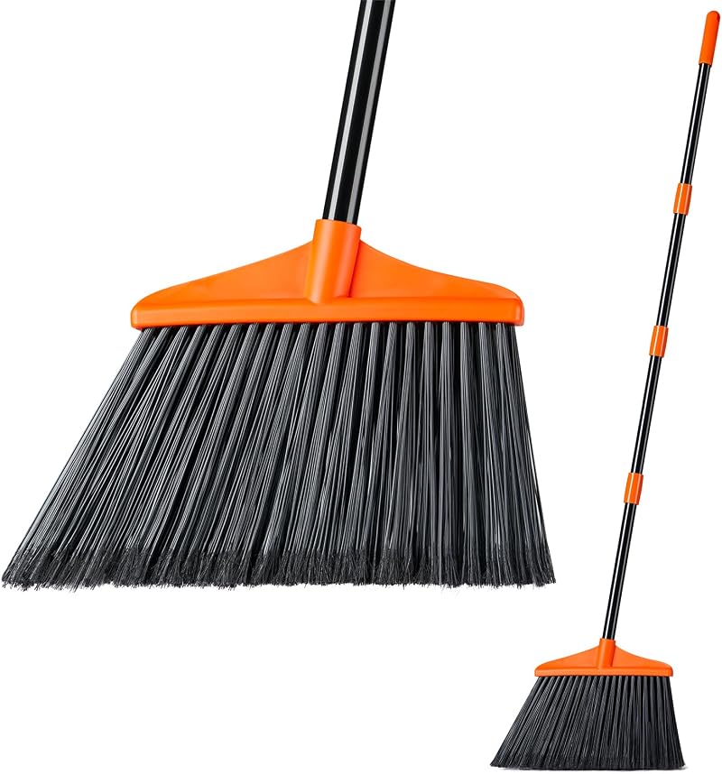 Lifewit Broom 53in Extendable Stainless Pole Indoor Outdoor 13in Head Orange