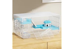 BUCATSTATE 3 Levels Small Hamster Cage with Accessories, 8-in-1 Small Animal House for Dwarf Hamsters, Mice, Gerbils (18.5"x11.8"x11.8")