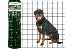 GILPWA Wire Fence, 36 in(H) X 50 ft(L) PVC Coated Welded Wire Fencing 2" X 2" 16GA Garden Border Vinyl Metal Chicken Wire Fencing Mesh Roll for Yard Vegetable Plant Protection Poultry Netting Green