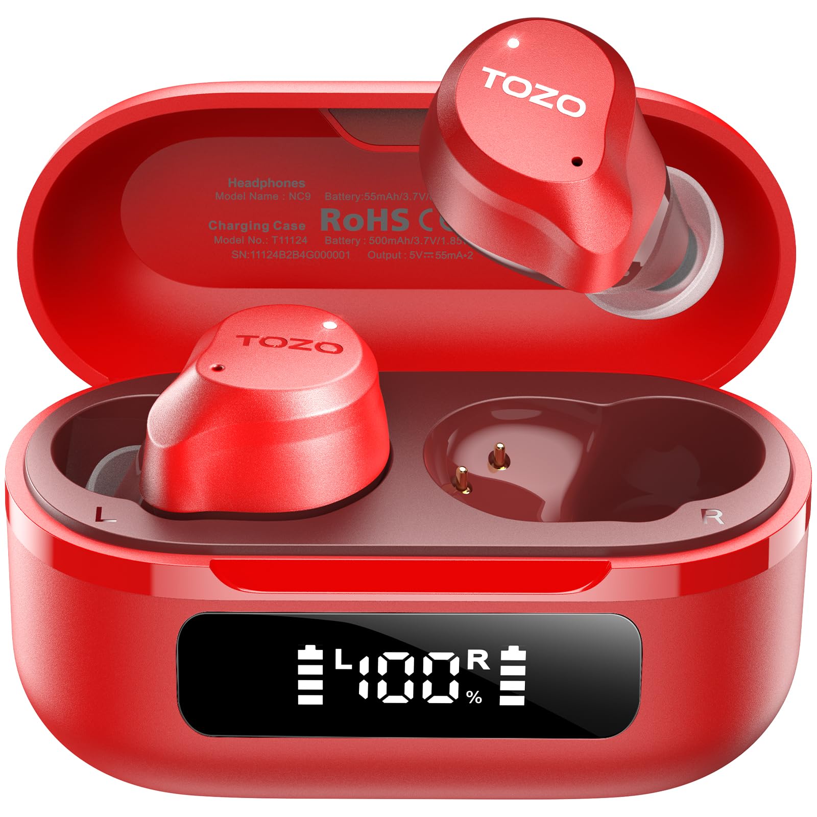 TOZO NC9 Hybrid Active Noise Cancelling Earbuds for Travel Work Calls, 45dB ANC Wireless Earbuds, 6-Mic ENC for Clear Calls, Deep Bass 60H Playtime IPX8 Bluetooth 5.3 Ear Buds with App for Custom EQ — image 1