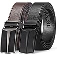 SENDEFN 2 Pack Ratchet Belt Men, Men Leather Belts in Gift Set Box for Dress Casual, Size Adjustable Trim to Fit