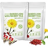 Dandelion wolfberry Tea, 60 Bags Ten Natural Ingredients for Kidneys & Liver Health, Eye Health & Digestion – Detox Tea with Chrysanthemum, Organic Dandelion Wolfberry