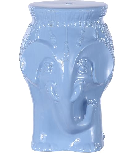 International Caravan Elephant Garden Stool - Ceramic Outdoor Decor