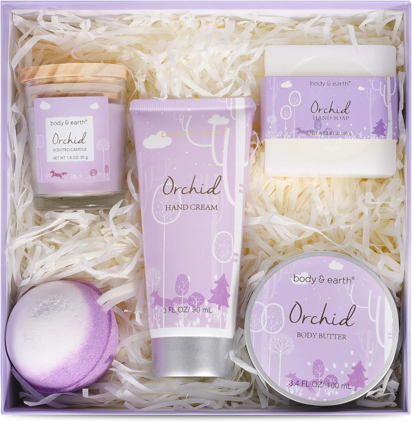 BODY & EARTH Luxury Gifts for Women 5 Pcs Orchid Bath Spa Gift Set Includes Scented Candle, Body Butter - Image 4