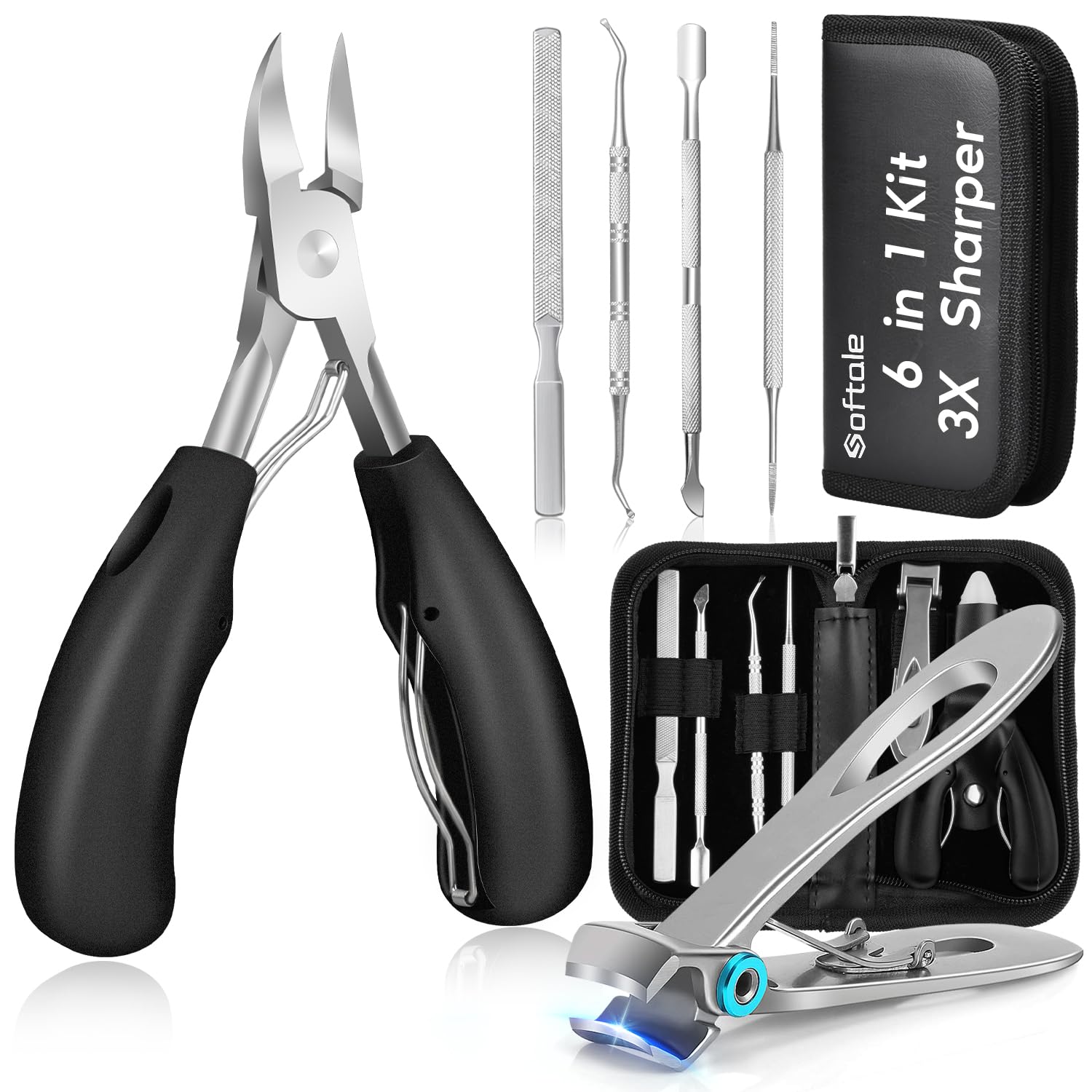Photo 1 of *Minor Damage*
Toenail Clippers for Seniors Thick Toenail, Podiatrist Toe Nail Clipper Kits for Adult, Men, Women, Super Sharp Curved Blade Large Nail Tools, at Home Ingrown Toenail Remove Kit, 6 Pieces