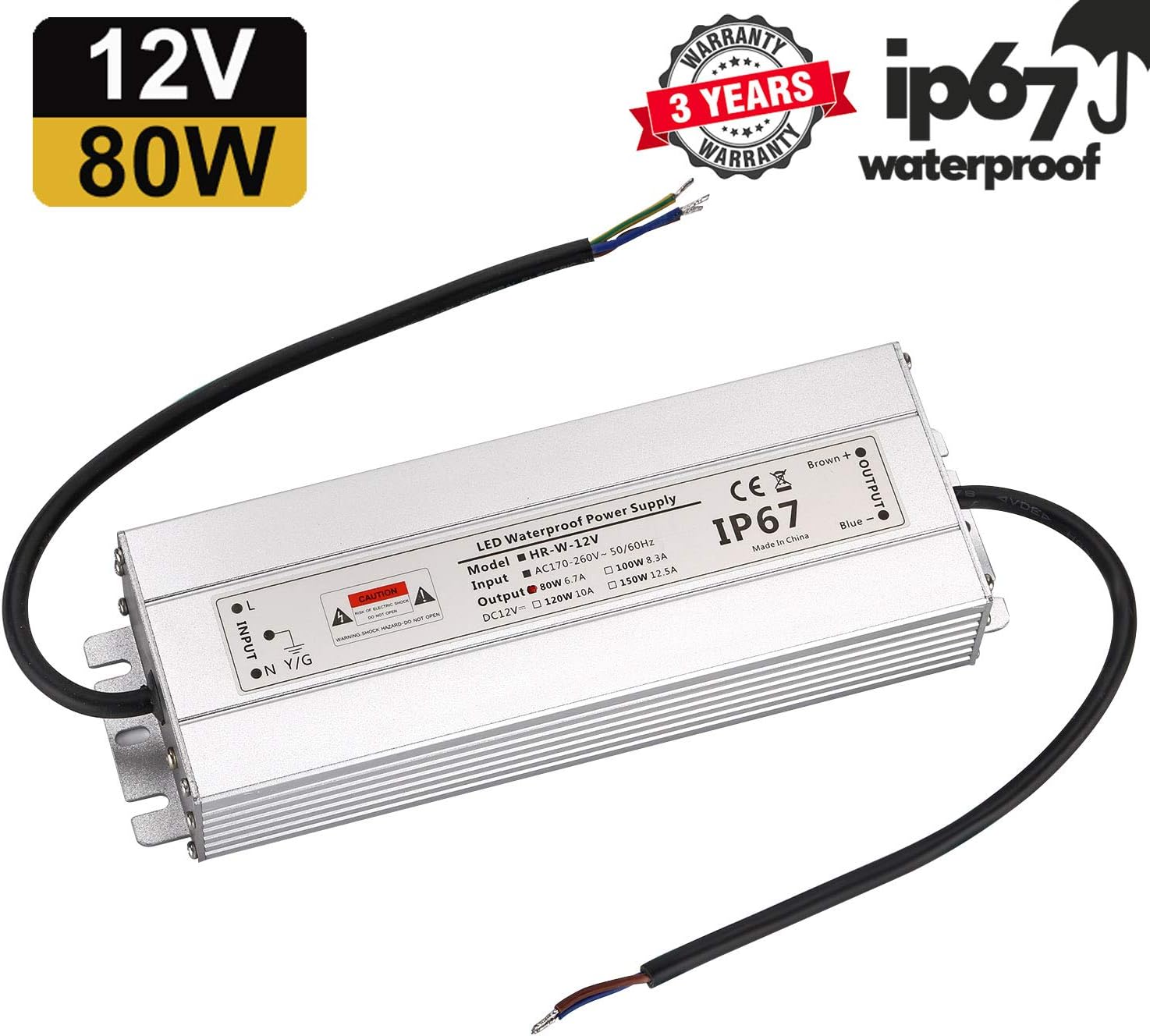 LED Trafo 12V 80W 6,7A IP67,geeignet für LED Stripes und Leuchtmittel,Upgrade Transformator